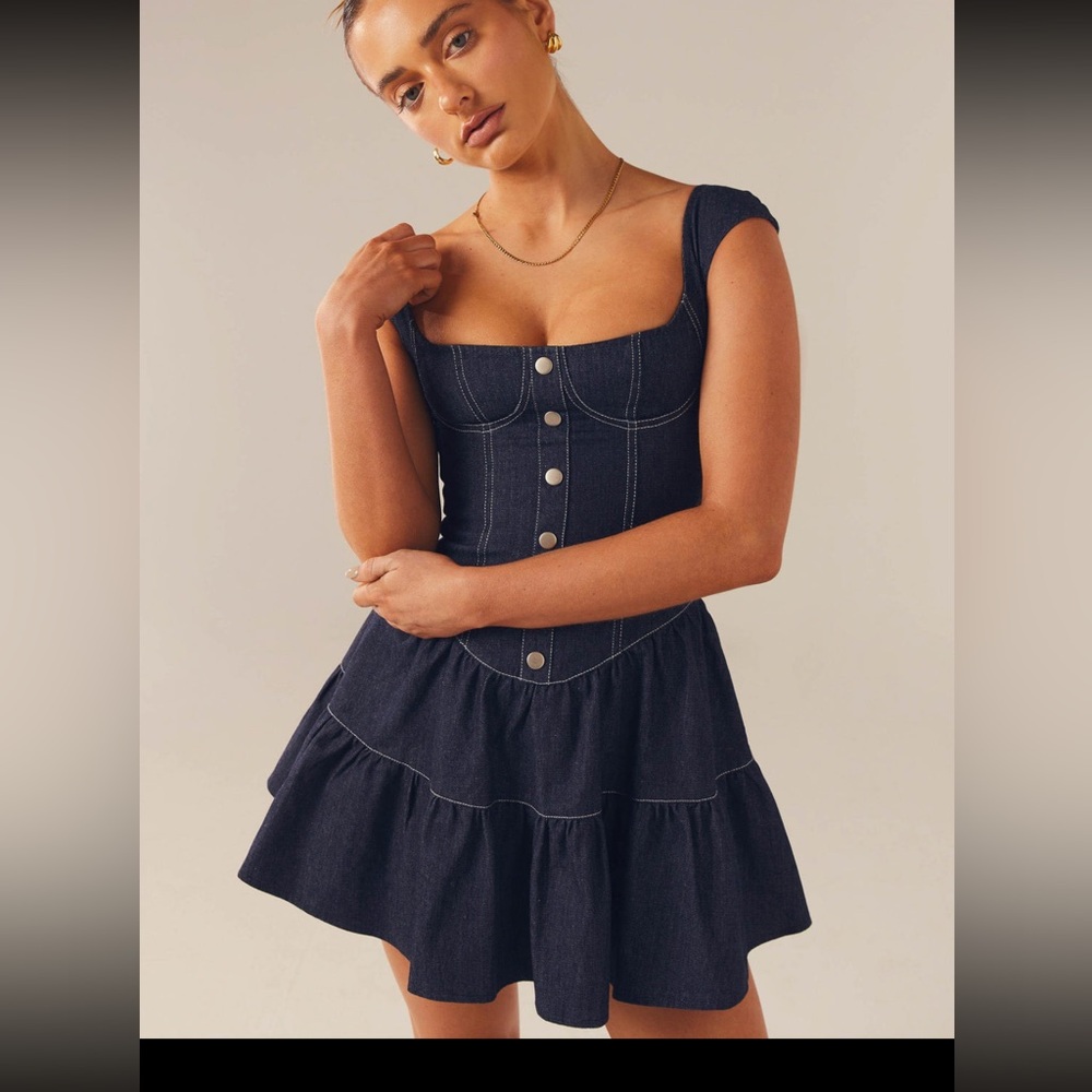 Peppermayo denim bustier dress US2 /AUS4 like brand new